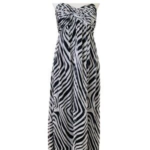 White House Black Market Silk Maxi Geo Stripe Pattern Strapless 4.